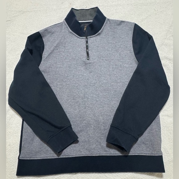 Magaschoni Men’s XL Navy Blue Color Block Long Sleeve Textured Pullover - Picture 10 of 10